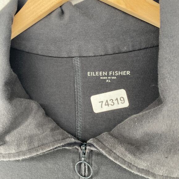 EILEEN FISHER Jacket XL Cotton Stretch Jersey Track Full Zip Sweatshirt Gray USA - Picture 14 of 14